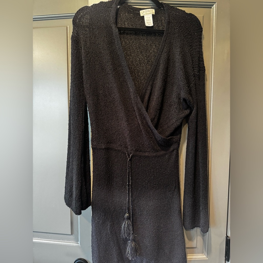M Space NWT Topanga Black Wrap Romantic Beach Dress